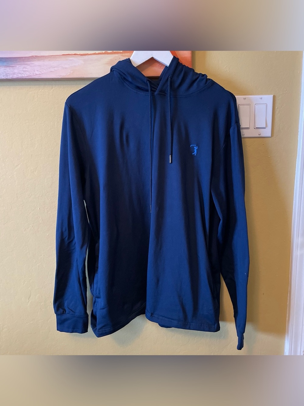 Bogey Bros Navy Long-Sleeve Hooded Performance Golf Shirt Mens Medium